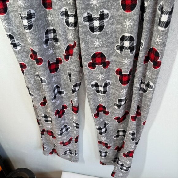 Disney Womens Gray Fleece Pajama Lounge Pants Plaid Mickey Mouse Pull On Medium - Picture 4 of 11